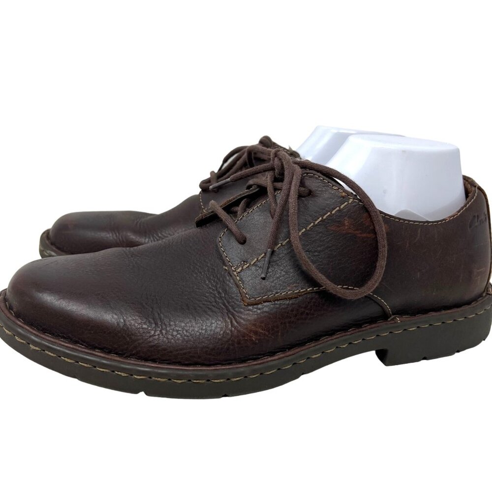 Clarks Mens Stratton Way Brown Leather Brogue Oxford Size 11M